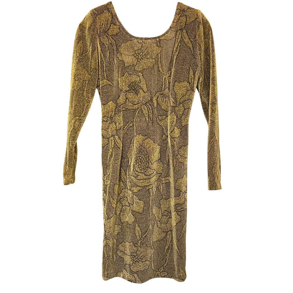 Vintage Frederick's of Hollywood Women's Sheer Gold Bodycon Dress Size 5/6 USA
